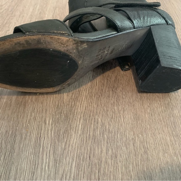 Eileen Fisher Black Leather Heeled Sandals - Picture 9 of 11